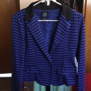 Blue and black striped blazer